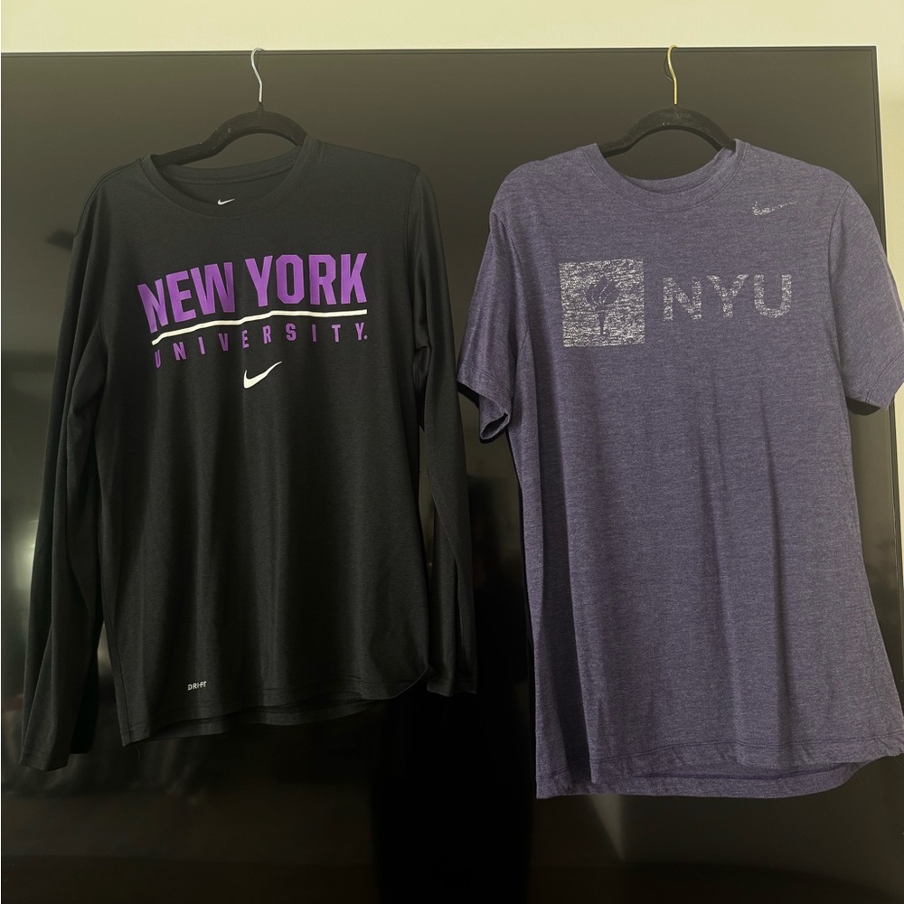 Nike NYU Dri-Fit Shirt 2 Piece Bundle — Long Sleeve + Short Sleeve (Men’s M)
